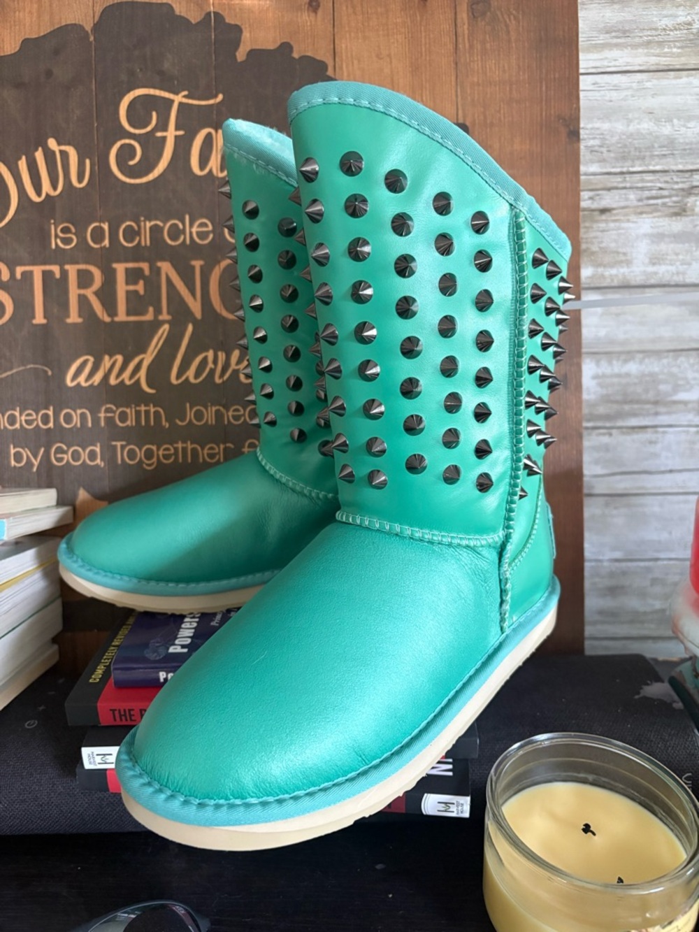 Australia LUXE Collective Turquoise Studded Mid-Calf Ugg style Boots